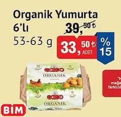 ORGANİK YUMURTA 6'LI 53-63 G